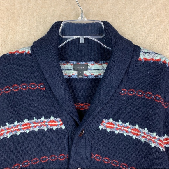 🚨⛔️SOLD⛔️🚨 J. Crew 100% Lambs wool Cardigan Size Small Blue Shawl Chunky Knit - Picture 3 of 8
